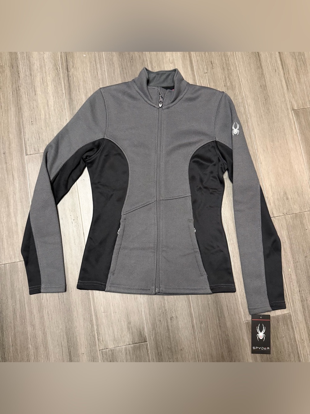 NWT, Spyder Women's Polar Full Zip Fleece Jacket - Grey/Black | Women’s Small
